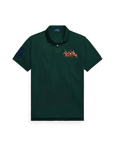 POLO RALPH LAUREN Polo shirt CUSTOM SLIM FIT TRIPLE-PONY POLO SHIRT
 Dark green 100% Cotton