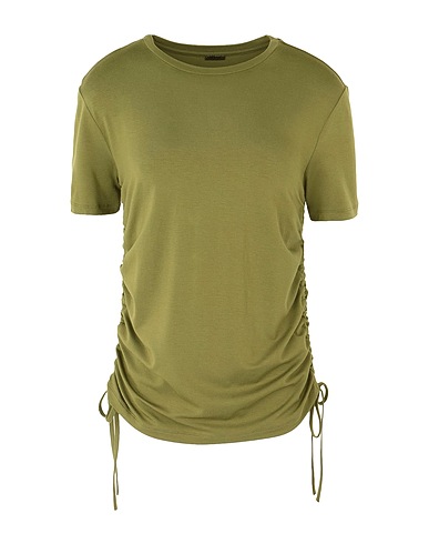 8 by YOOX T-shirt VISCOSE JERSEY SIDE-TIE S/SLEEVE T-SHIRT
 Military green 95% Viscose, 5% Elastane