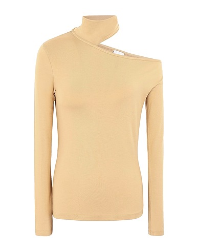 8 by YOOX トップス ワンショルダー VISCOSE CUT-OUT L/SLEEVE TOP
 ベージュ レーヨン 95% / ポリウレタン 5%