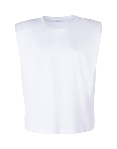 8 by YOOX T-shirt ORGANIC COTTON PADDED S/SLEEVE SHOULDER T-SHIRT
 White 100% Organic cotton