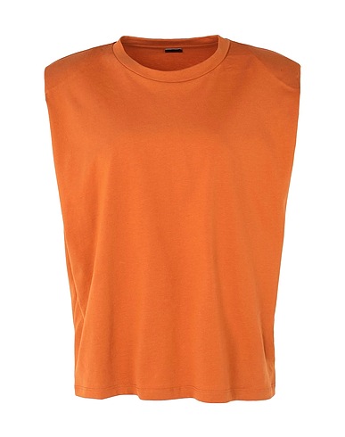 8 by YOOX T-shirt ORGANIC COTTON PADDED S/SLEEVE SHOULDER T-SHIRT
 Rust 100% Organic cotton