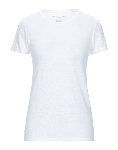 MAJESTIC FILATURES Basic T-shirt White 94% Linen, 6% Elastane