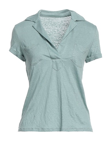 MAJESTIC FILATURES Polo shirt Sage green 94% Linen, 6% Elastane