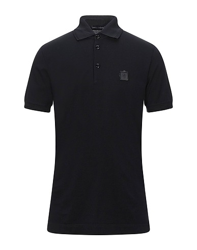DOLCE&GABBANA Polo shirt Black 100% Cotton, PVC - Polyvinyl chloride, Polyurethane, Elastane