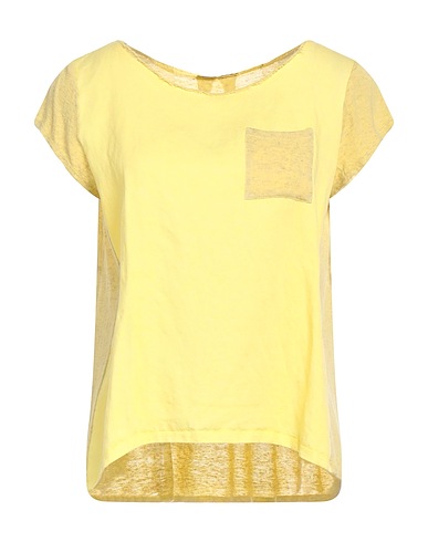 VIA MASINI 80 T-shirt Pastel yellow 70% Viscose, 30% Linen, Lyocell
