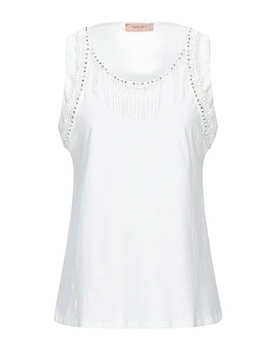 TWINSET Top White 100% Cotton, Polyester