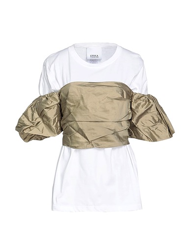 ERIKA CAVALLINI T-shirt Verde militare 100% Cotone, Seta