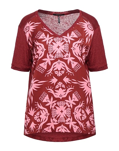 MAISON SCOTCH T-shirt Burgundy 100% Polyester, Linen