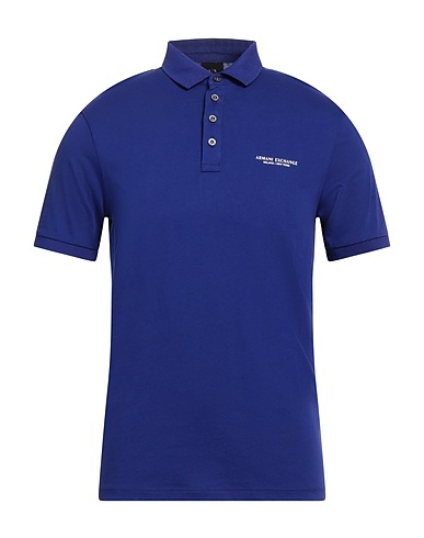 ARMANI EXCHANGE Polo shirt Bright blue 100% Cotton