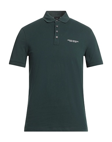 ARMANI EXCHANGE Polo shirt Dark green 100% Cotton
