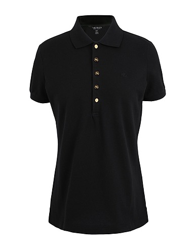 LAUREN RALPH LAUREN Polo shirt Black 97% Cotton, 3% Elastane