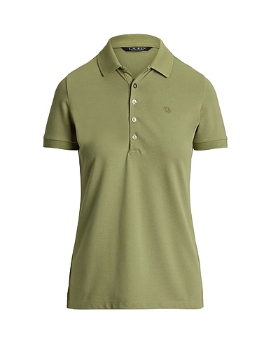 LAUREN RALPH LAUREN Polo shirt Sage green 97% Cotton, 3% Elastane