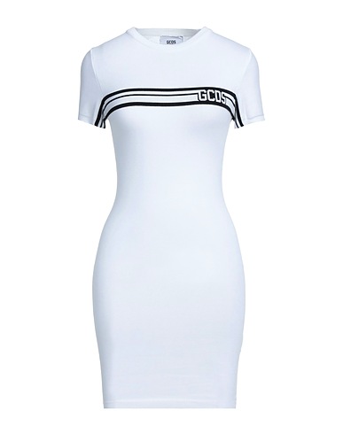 GCDS Short dress White 86% Cotton, 7% Viscose, 4% Elastane, 3% Polyester