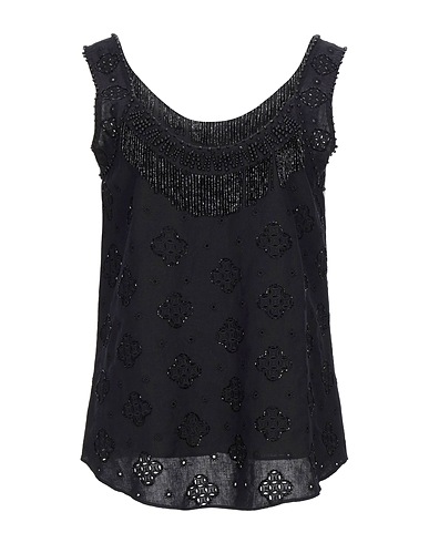 TWINSET Top Black 55% Cotton, 45% Linen, Polyester