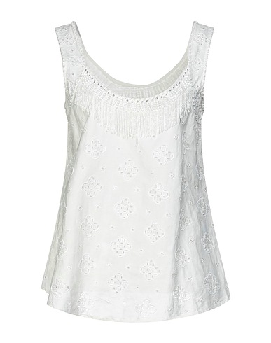 TWINSET Top White 55% Cotton, 45% Linen, Polyester