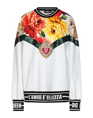 DOLCE&GABBANA Sweatshirt White 55% Cotton, 33% Viscose, 10% Polyester, 2% Elastane, Brass