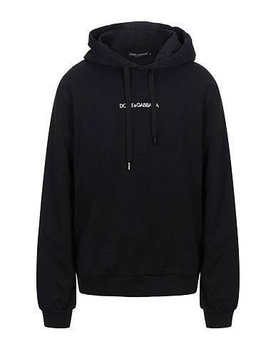 DOLCE&GABBANA Hooded track jacket  Black 100% Cotton, Elastane, Polyester