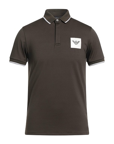 EMPORIO ARMANI Polo shirt Military green 88% Polyester, 12% Elastane