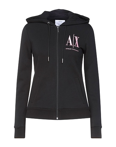 ARMANI EXCHANGE Hooded sweatshirt Black 100% Cotton, Elastane