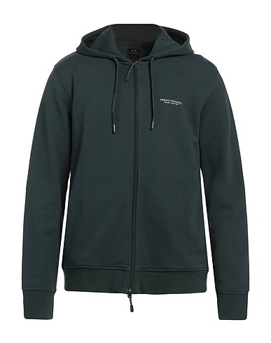 ARMANI EXCHANGE Hooded track jacket  Emerald green 100% Cotton, Elastane