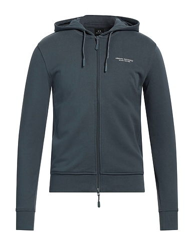 ARMANI EXCHANGE Hooded track jacket  Slate blue 100% Cotton, Elastane