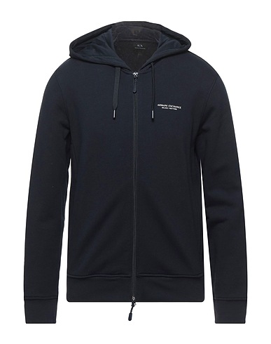 ARMANI EXCHANGE Hooded track jacket  Midnight blue 100% Cotton, Elastane