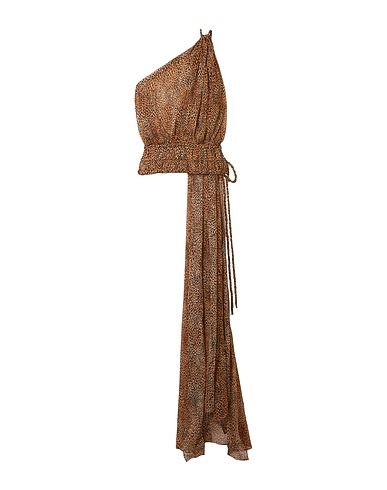 REDEMPTION One-shoulder top Camel 97% Silk, 3% Metallic fiber