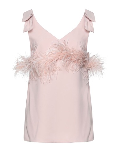 P.A.R.O.S.H. Elegante Top Hellrosa 100% Polyester, Straussenfedern