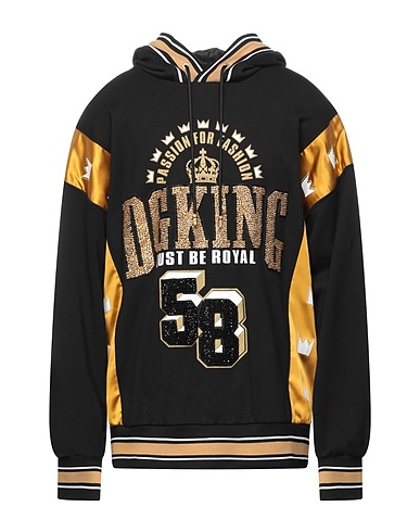 DOLCE&GABBANA Hooded sweatshirt Black 60% Cotton, 20% Silk, 20% Polyester, Glass, Brass