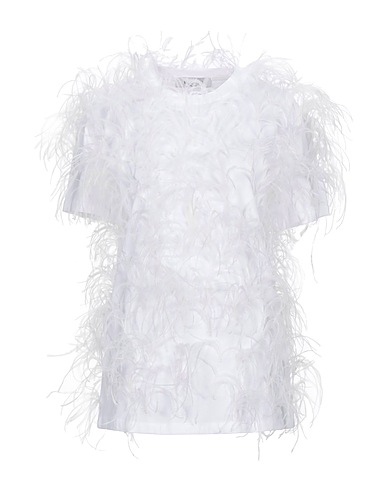 VALENTINO GARAVANI T-Shirt Weiß 100% Baumwolle, Straussenfedern