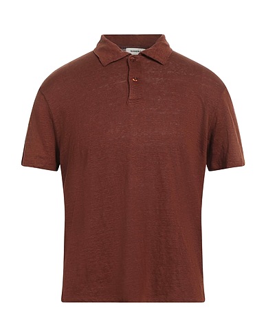 SANDRO Polo shirt Brown 100% Linen