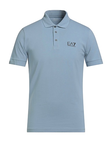 EA7 Polo shirt Sky blue 95% Cotton, 5% Elastane
