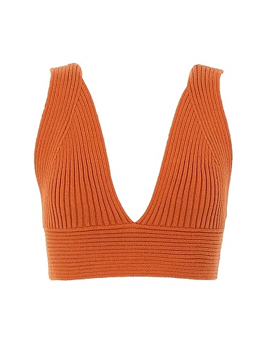 8 by YOOX Crop top RIB COTTON KNIT BRALETTE
 Rust 100% Cotton