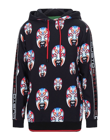 CUSTO BARCELONA Hooded track jacket  Black 100% Cotton, Elastane, Polyester