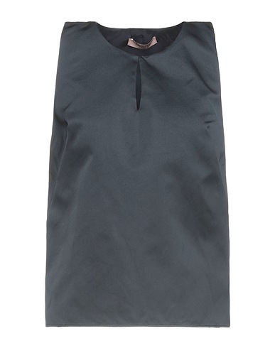 TWINSET Top Black 100% Polyester, Acetate, Silk, Mother-of-pearl