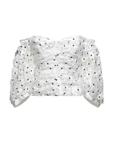 Self-portrait Daisy Guipure Lace Puff Sleeve Off The Shoulder Top In White