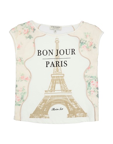 TWINSET T-shirt Beige 95% Cotton, 5% Elastane, Silk