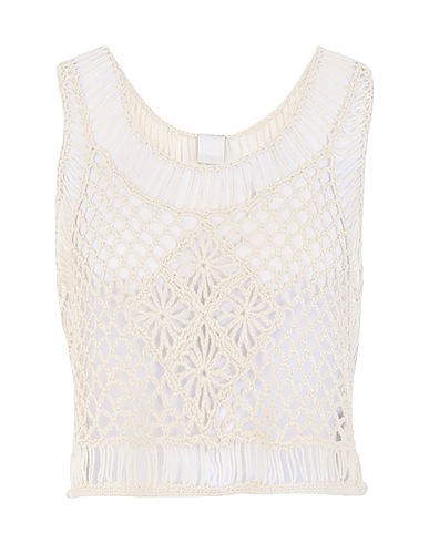 8 by YOOX Crop top COTTON BLEND CROCHET CROP TOP
 Ivory 50% Acrylic, 50% Viscose
