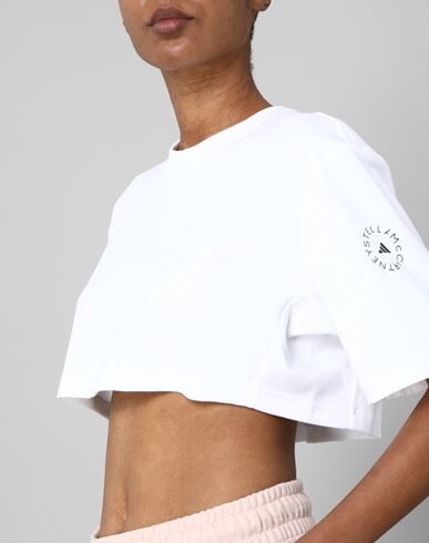 Adidas By Stella Mccartney Future Playground Cropped Active Tee In White
