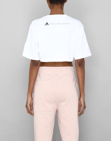 Adidas By Stella Mccartney Future Playground Cropped Active Tee In White