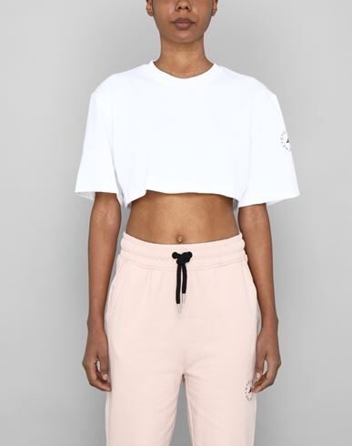 Adidas By Stella Mccartney Future Playground Cropped Active Tee In White