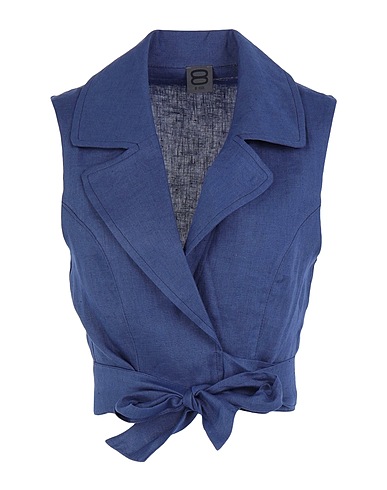 8 by YOOX 크롭 탑 LINEN SLEEVELSS WRAP CROP TOP
 미드나잇 블루 100% 리넨