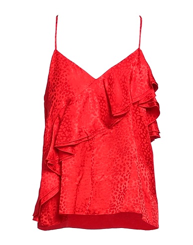 BALMAIN Top Rouge 100% Soie