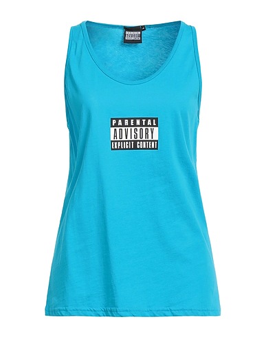 PARENTAL ADVISORY EXPLICIT CONTENT Canotta Azzurro 100% Cotone