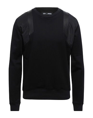 LES HOMMES Sweatshirt Black 100% Cotton, Polyester, Soft Leather