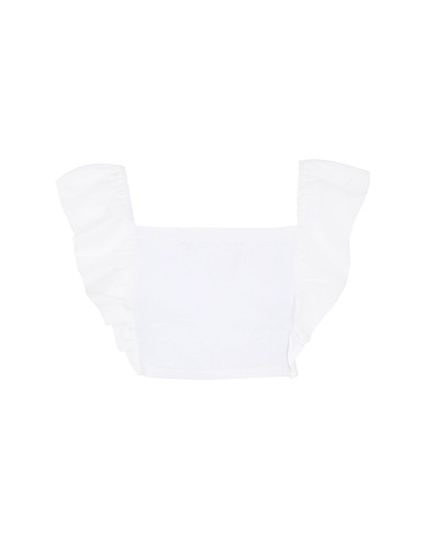 8 by YOOX Cropped Top LINEN RUFFLE SLEEVE CROP TOP
 Weiß 100% Leinen