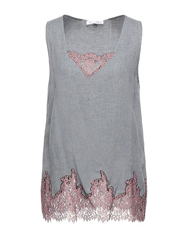 TWINSET Top Grey 100% Viscose, Cotton, Polyamide
