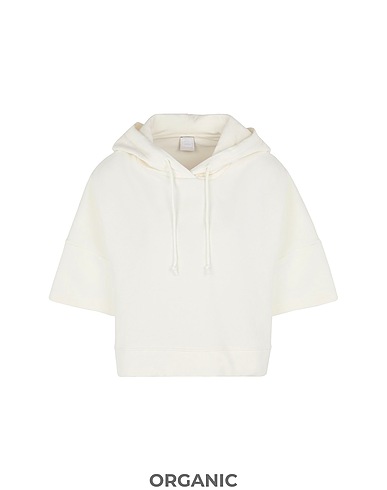 8 by YOOX Hooded sweatshirt ORGANIC JERSEY 3/4 SLEEVE HOODIE
 Ivory 100% Organic cotton
