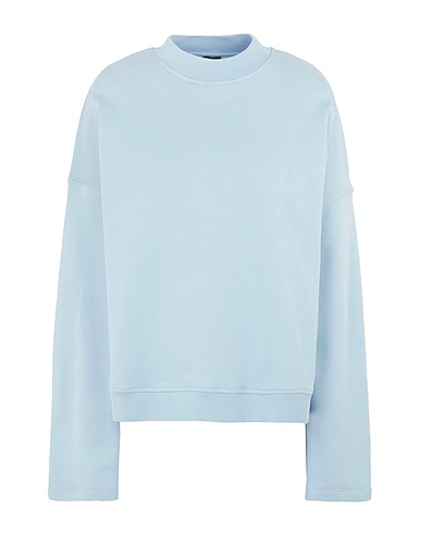 8 by YOOX Sweatshirt ORGANIC JERSEY MOCK NECK OVERSIZE SWEATER
 Sky blue 100% Organic cotton