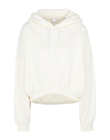8 by YOOX Athletic sweatshirts ORGANIC JERSEY HOODIE W/ ELASTIC WAISTBAND
 Ivory 100% Organic cotton